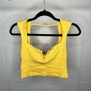 Forever 21 Yellow Ribbed Crop Top - Size: L